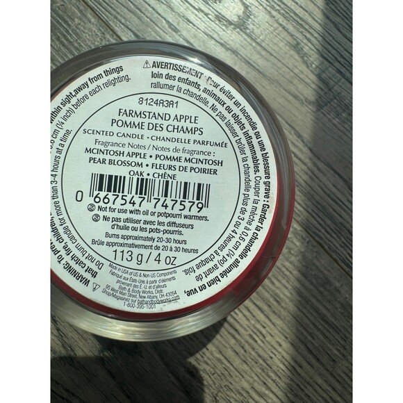 Bath Body Work Farmstand Apple Single Wick Scented Candle 4oz Unburned - Picture 3 of 3